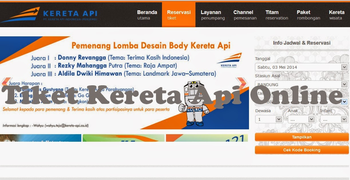 Halaman depan cara pesan tiket kereta api onile