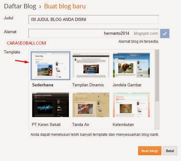 klik untuk memperbesar gambar cara cepat membuat blog pribadi
