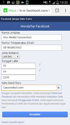 cara pendaftaran facebook